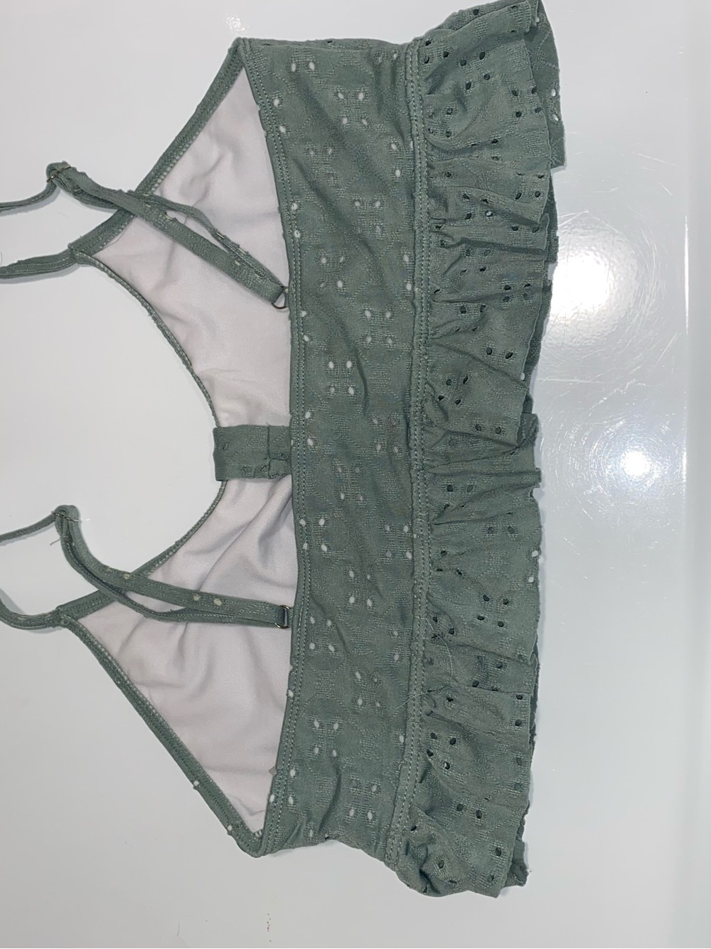 Women's Sage Eyelet Ruffle Bikini Set - Picture 4 of 7